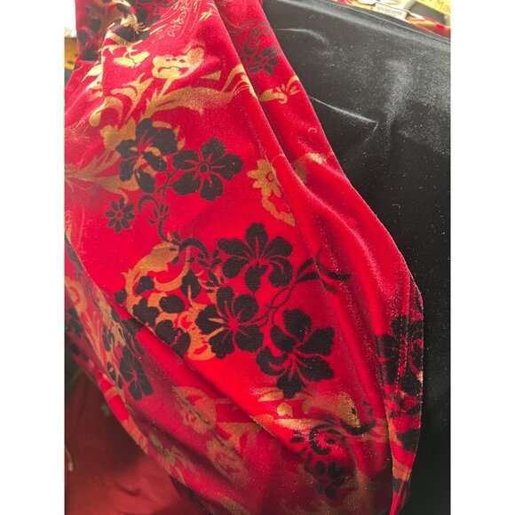 Womens 3X Blouse Floral Faux Suede Layered Burgundy Red Black Tank Stretch Flowy - Picture 11 of 12